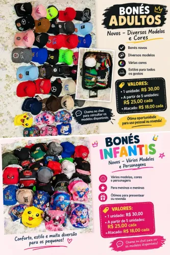 BONÉS NOVOS - DIVERSOS MODELOS E CORES!