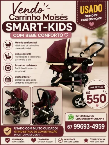 Carrinho de bebê Moisés SMART-KIDS