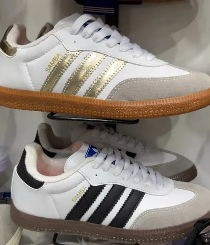 Tênis adidas Samba branco e dourado novo 