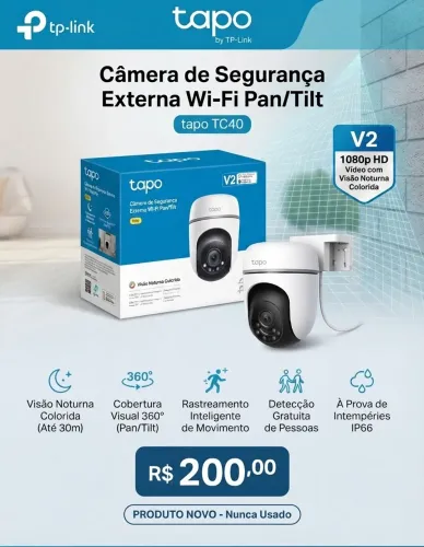 Câmera segurança Wi-Fi Tp-link Tapo Noturna 1080p - 260,00 (nunca usada)