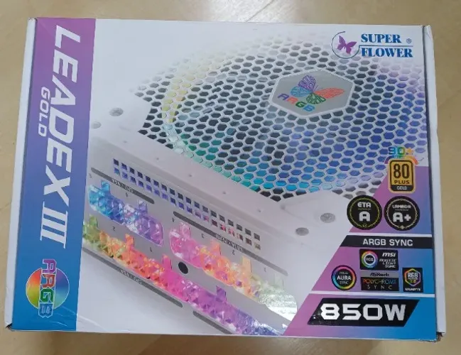 Fonte Super Flower LEADEX III ARGB 850W, 80 Plus Gold, Black PFC Ativo Full Modular Usada!