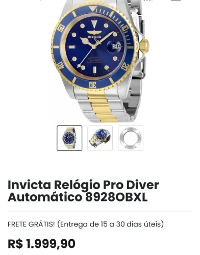 Invicta Relógio Pro Diver Automático 89280BXL
