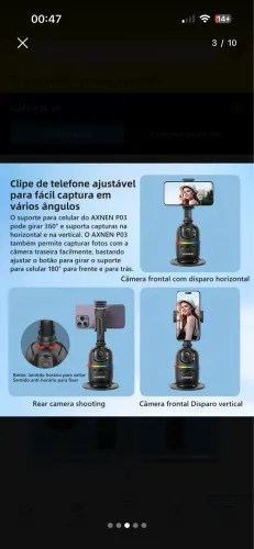Gimbal Estabilizador De Celular Com Rastreamento Ai Dobrável Preto