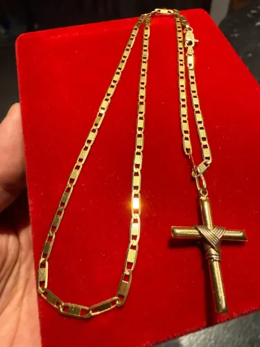 Cordão pistrine italiano ouro 18k 56cm média 7gramas