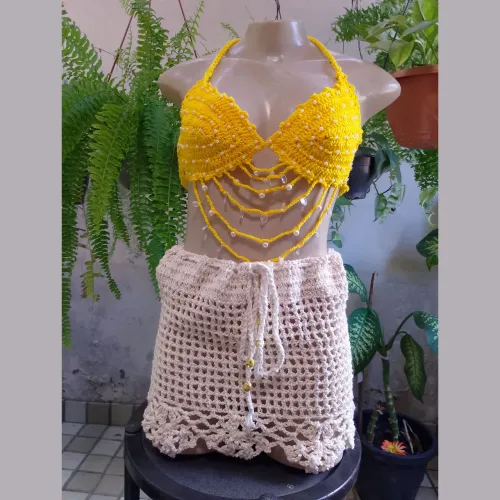Saída de praia de crochê