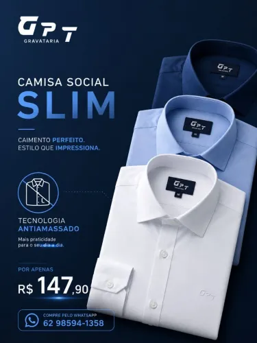 Camisa social slim 