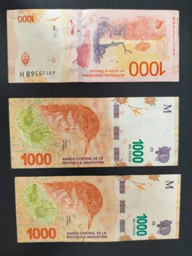 Cedulas de pesos argentinos para colecionar 10/100/1000