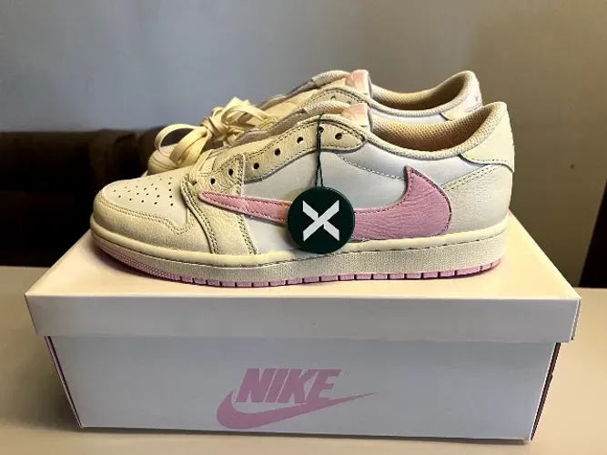 Travis Scott x Air Jordan 1 Low Sail Tropical Pink Shy Pink Muslin