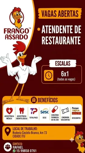 Vagas de emprego Frango Assado ITU