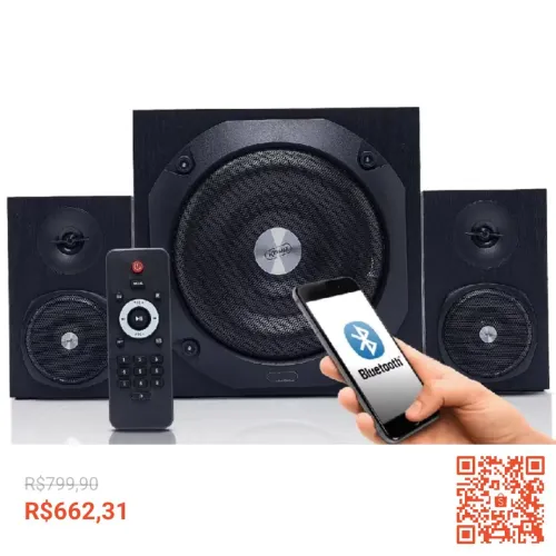 Home Theater Bluetooth Knup Com Subwoofer 2.1 Soundbar Potente