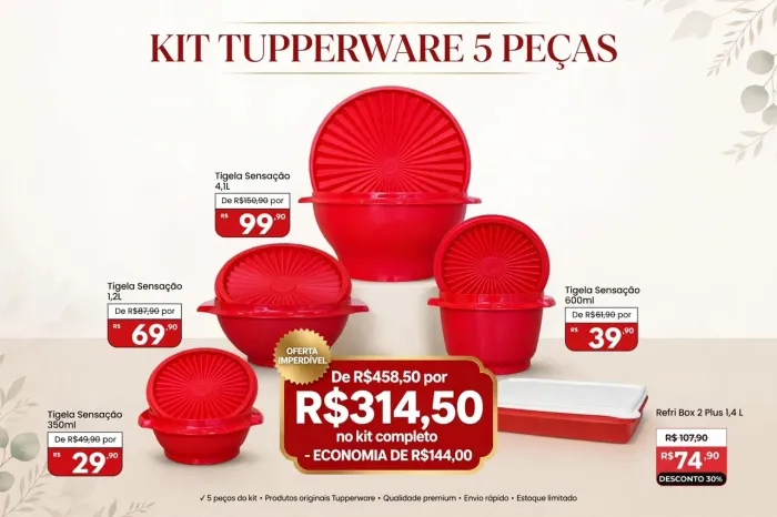 Kit Tupperware 5 peças.