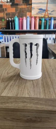 Garrafa para monster branco e preto