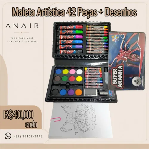 Maleta Artística 42 Peças + Desenhos