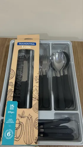 Faqueiro Inox 25 Peças Com Gaveteiro Leme Cinza Tramontina