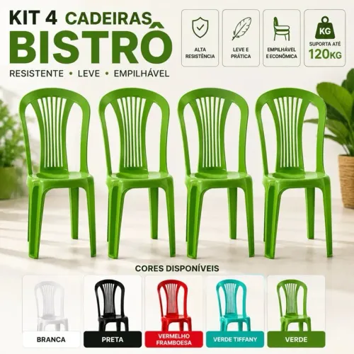Cadeira de plástico Verde cadeira Bistrô cadeira sem braço cadeira Verde