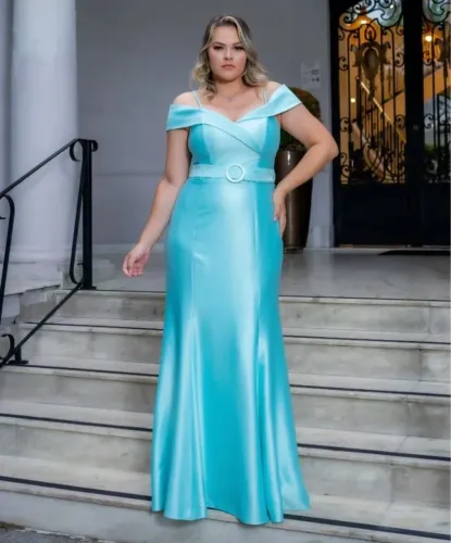 Vestido de Festa - Azul serenity ou Rosé TAM 48 e 50