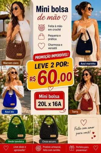 Linda Mini Bolsa de Crochê