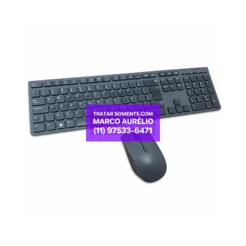 Teclado e Mouse Sem Fio Recarregável Lenovo Professional Cinza Ultrafino ABNT2 USB-C
