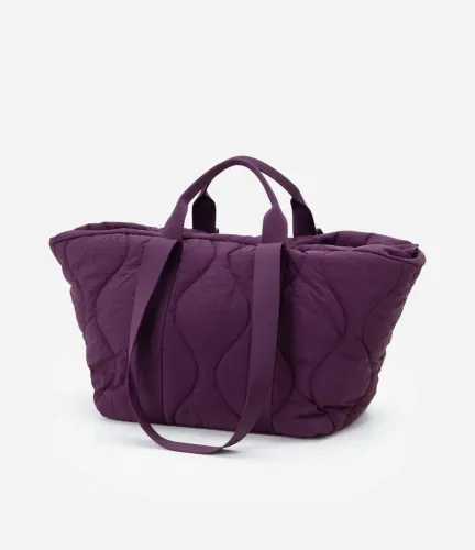 Bolsa Shopper Puffer Grande com Alça de Gorgorão Roxo