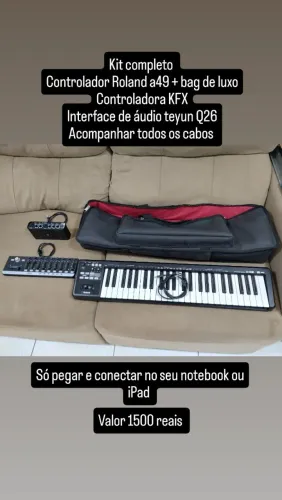 Teclado controlador Roland a49+ bag de luxo, controladora KFX, interface teyun q26