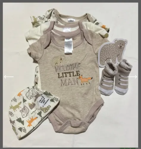 Kit bebê little beginnings 5 peças body manga curta 0-3 meses