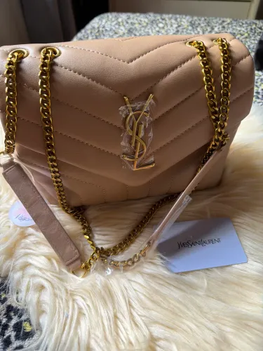 Bolsa YSL linda em couro bege linha premium 