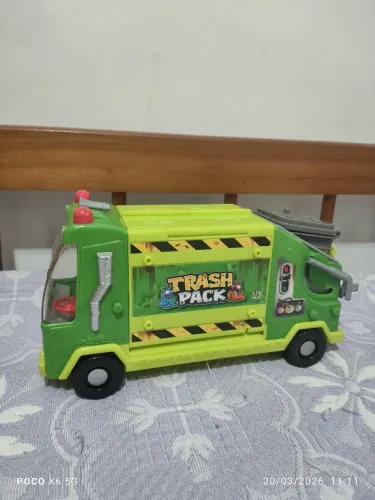 Brinquedo caminhão de lixo trash pack carbage truck original completo + acessórios raros