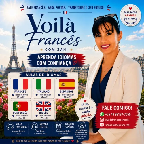 Aulas de inglês francês espanhol português italiano 