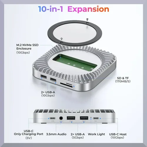Hub com múltiplas funções RayCue para Mac Mini e 8TB de espaço Pronta entrega