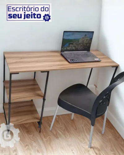 Escrivaninha Amadeirada 1,1m NOVA Mesa Industrial Multiuso para Computador Notebook Birô