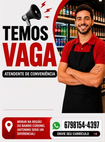 Vaga para atendente de conveniência