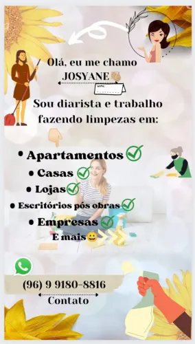 ola eu trabalho fazendo limpeza  