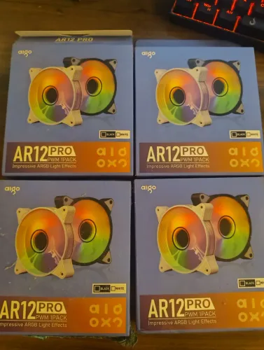 Kit com 4 Cooler Fans AIGO Ar12 Pro Argb + Pwm Infinity (BLACK)