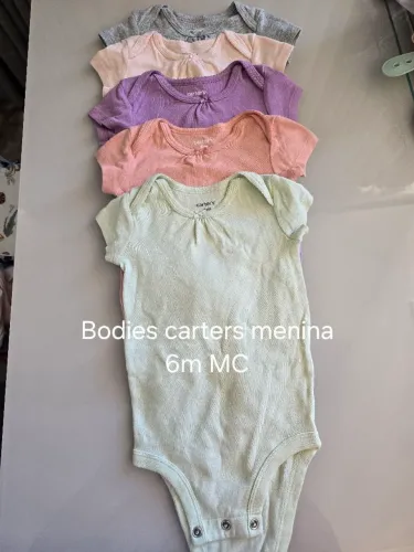 5 bodies carters menina 6m manga curta
