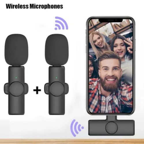 Microfone sem fio Com Entradas LIGHTTING E TIPO C