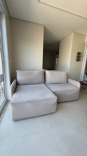 Sofá retrátil 2,10m chaise - Cinza claro - 2 Módulos
