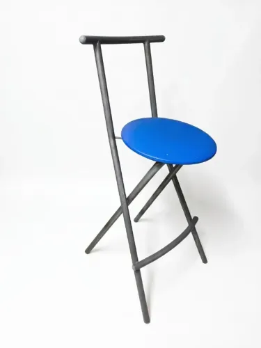 kit 2 Banqueta Alta Dobrável com Assento Azul