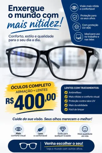 Venha fazer seu orçamento do seu óculos descontos imperdíveis