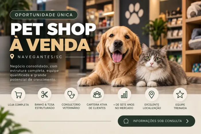 Pet Shop Completo à Venda - Negócio Consolidado em Navegantes/SC