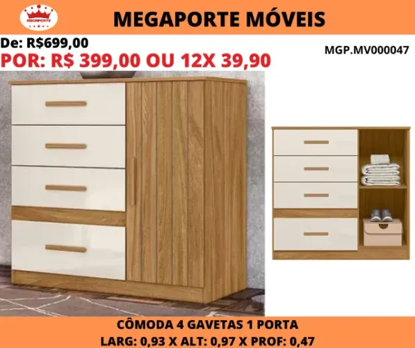 Cômoda Sapateira Vênus 1P 4G