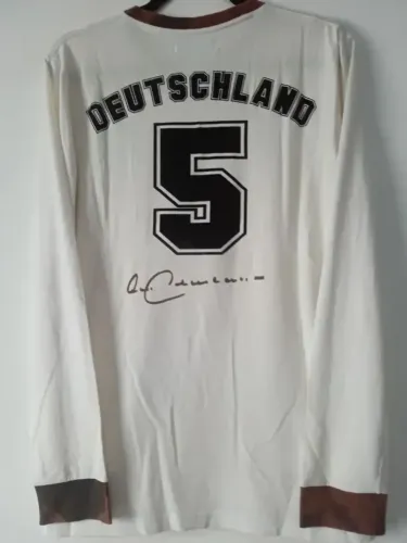 Camisa Alemanha Copa Mundo 1974 Adidas #5 Beckenbauer Autografada Certificada