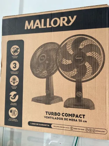 Ventilador de Mesa Mallory 30cm Turbo Compact Preto