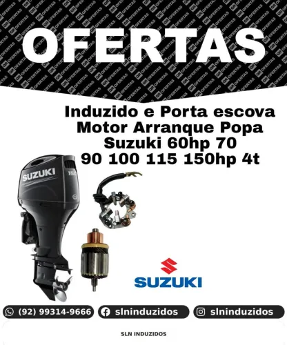 Induzido e Porta escova Motor Arranque Popa Suzuki 60hp 70<br>90 100 115 150hp 4t