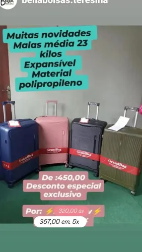 Mala de viagem Média 23 Kilos em polipropileno expansível Grandbag  NOVA