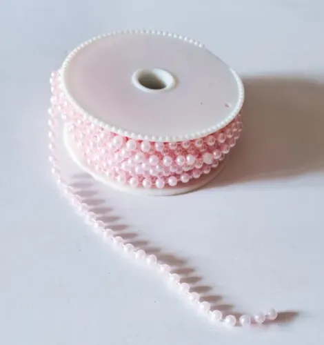 fio de aljofre pérola bolinha rosa bebê 8mts