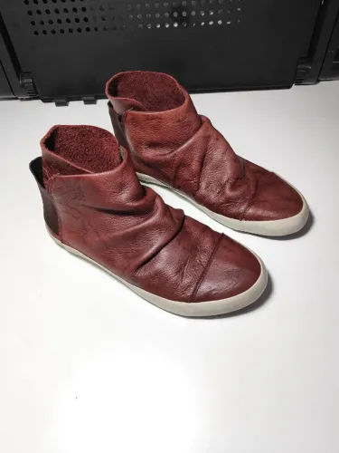botinha couro sidewalk original drapeada vermelho telha tam 35