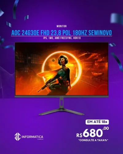 MONITOR AOC 24G3OE FHD 23,8 POL 180HZ SEMINOVO