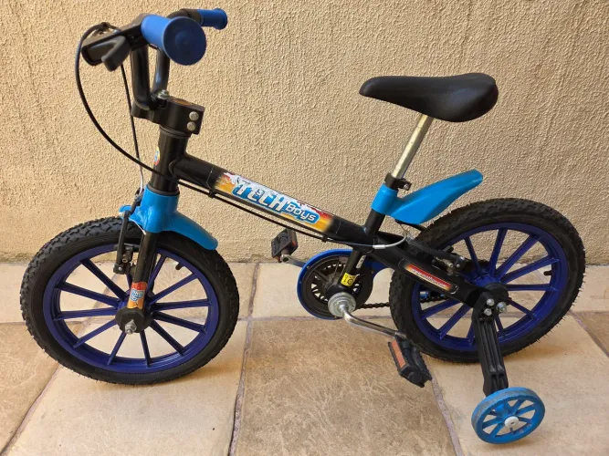 Bicicleta Passeio Infantil Nathor Tech Boys Aro 16 Preto Azul