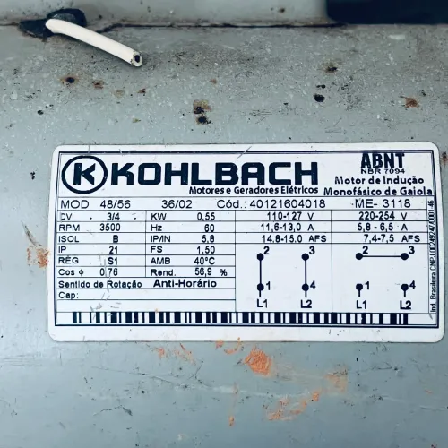 Motor bomba monofásico Kohlbach para banheira