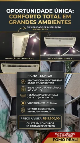 Ar condicionado Tempstar 60.000btus piso teto